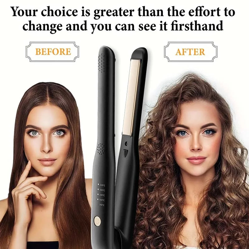 Mini Hair Straightener & Curler - Ceramic Fast Heating 140-220°C - Portable Flat Iron for Short Hair Travel Styling